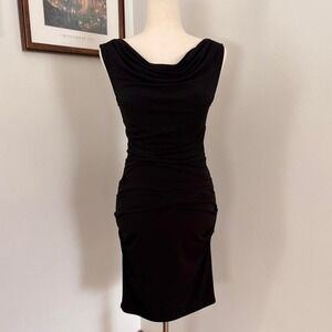 Cowl Neck Backless Black Dress